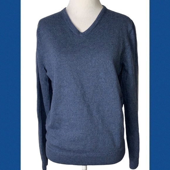 J.W. Nordstrom Unisex Slate Blue 100% Italian Merino V-Neckline Sweater M - Picture 1 of 8